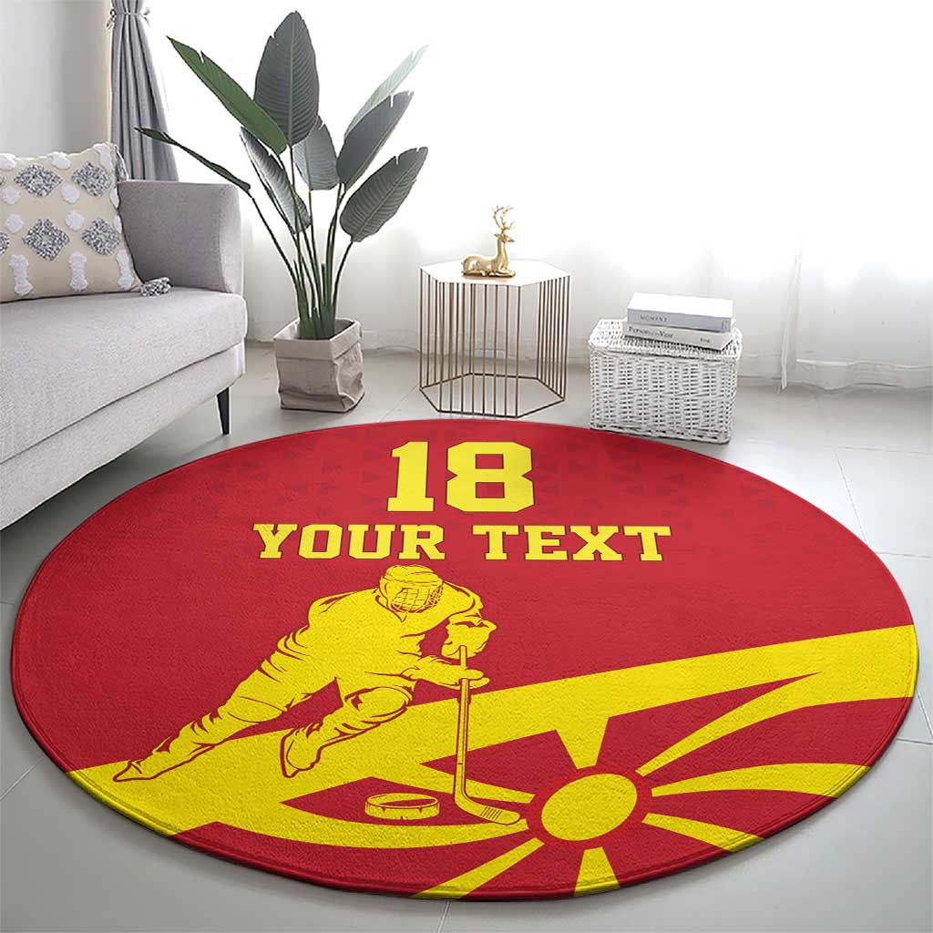Macedonia Ice Hockey Custom Round Carpet Go Champion - Wonder Print Shop