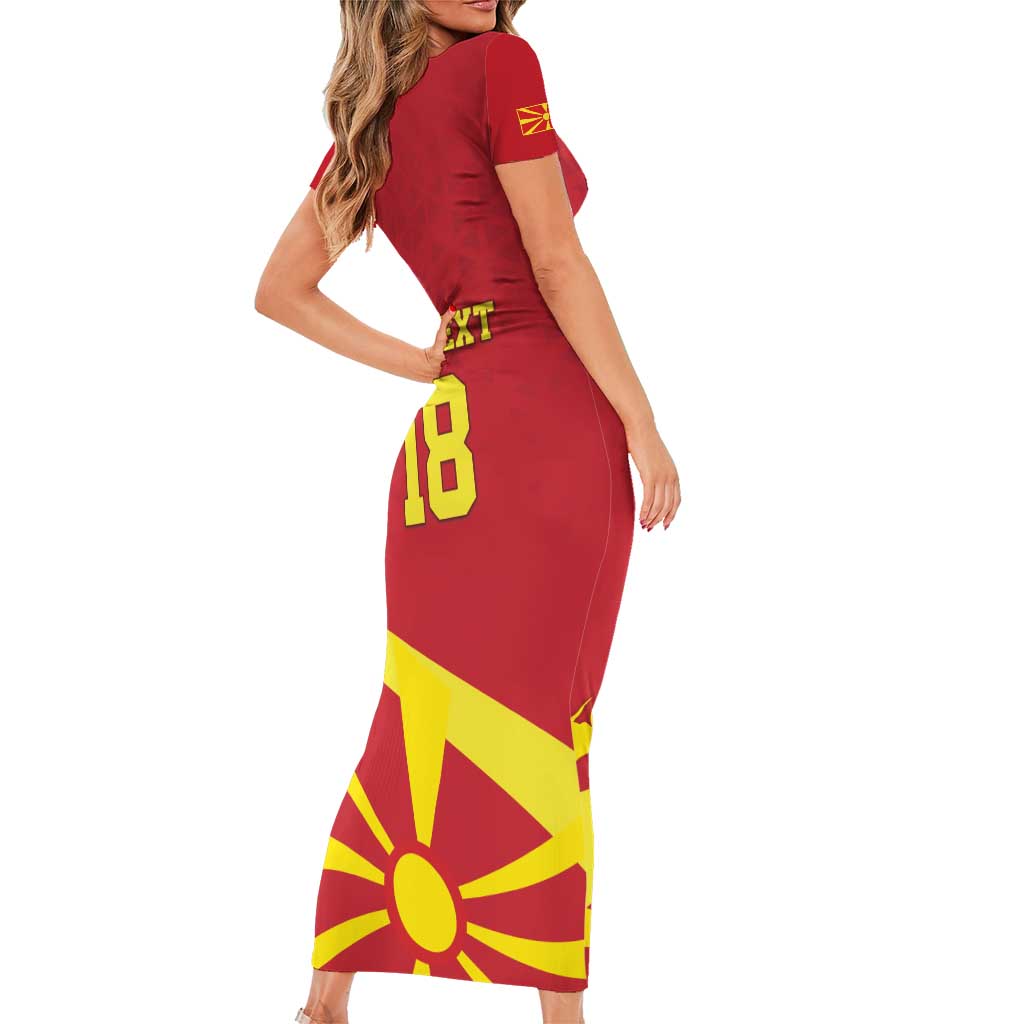 Macedonia Ice Hockey Custom Short Sleeve Bodycon Dress Go Champion - Wonder Print Shop