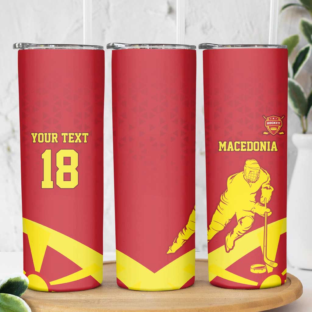 Macedonia Ice Hockey Custom Skinny Tumbler Go Champion - Wonder Print Shop