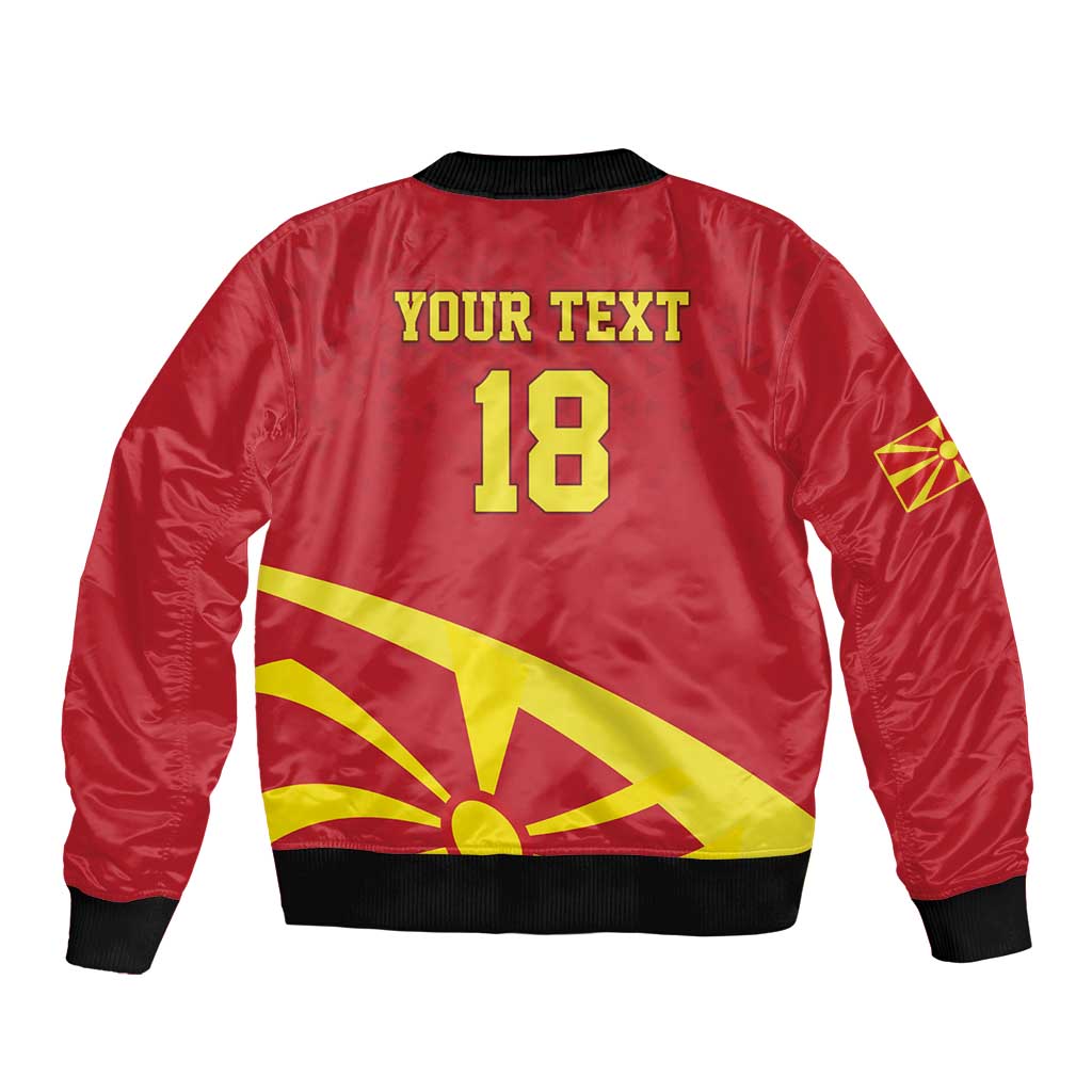 Macedonia Ice Hockey Custom Sleeve Zip Bomber Jacket Go Champion - Wonder Print Shop