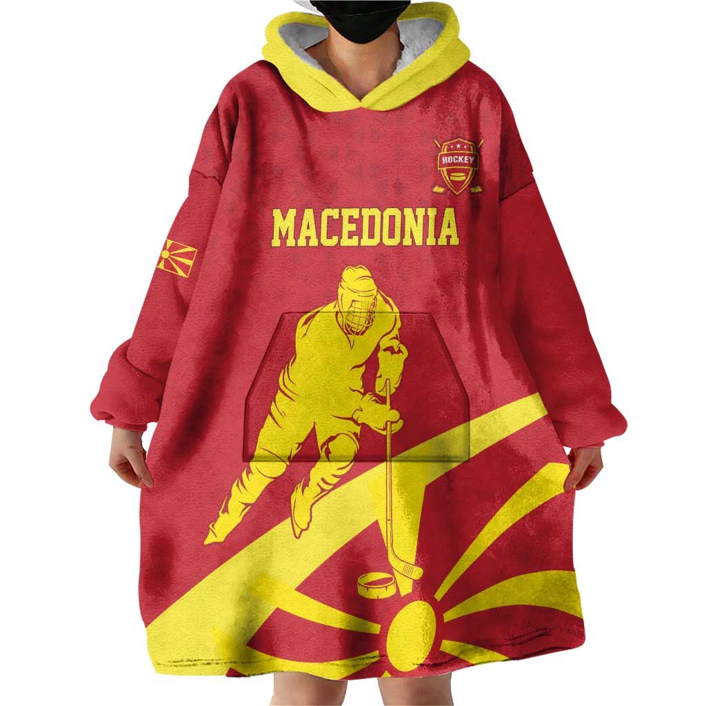 Macedonia Ice Hockey Custom Wearable Blanket Hoodie Go Champion - Wonder Print Shop