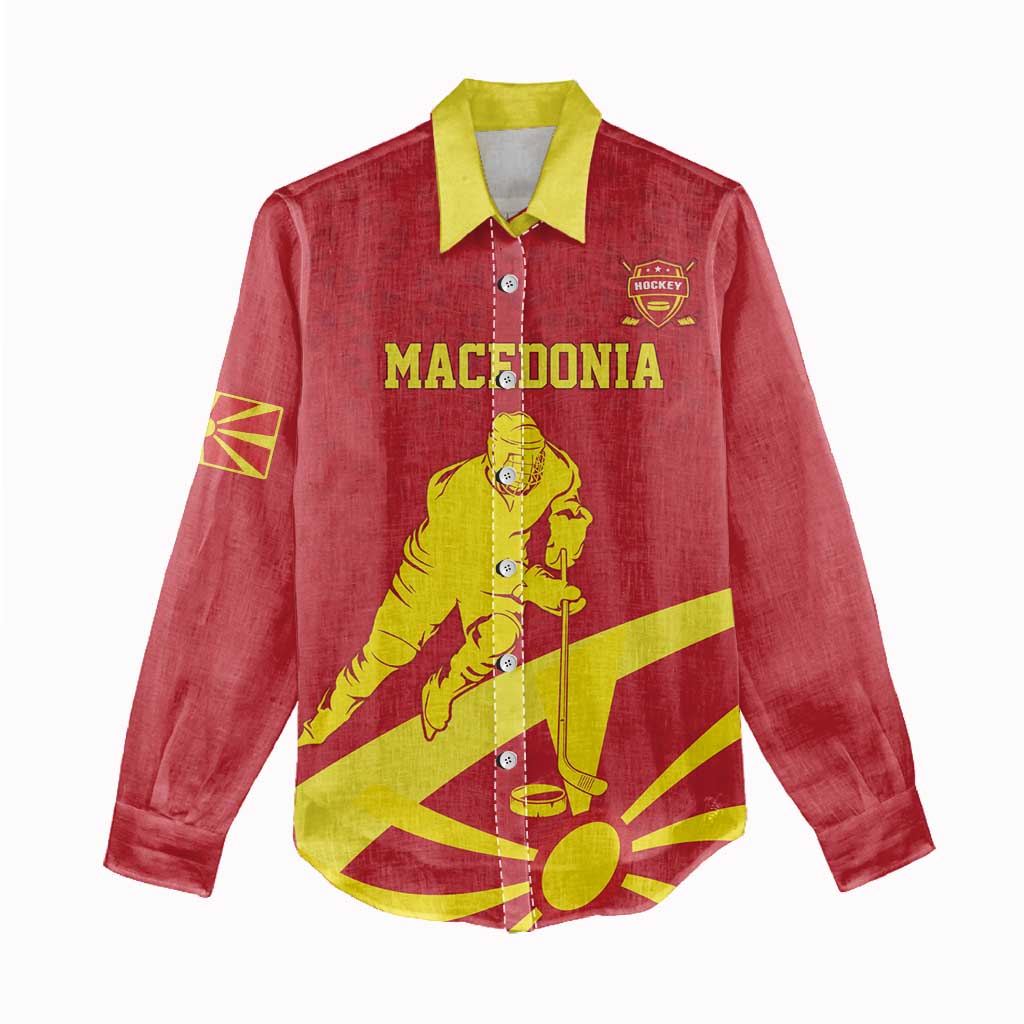 Macedonia Ice Hockey Custom Women Casual Shirt Go Champion - Wonder Print Shop