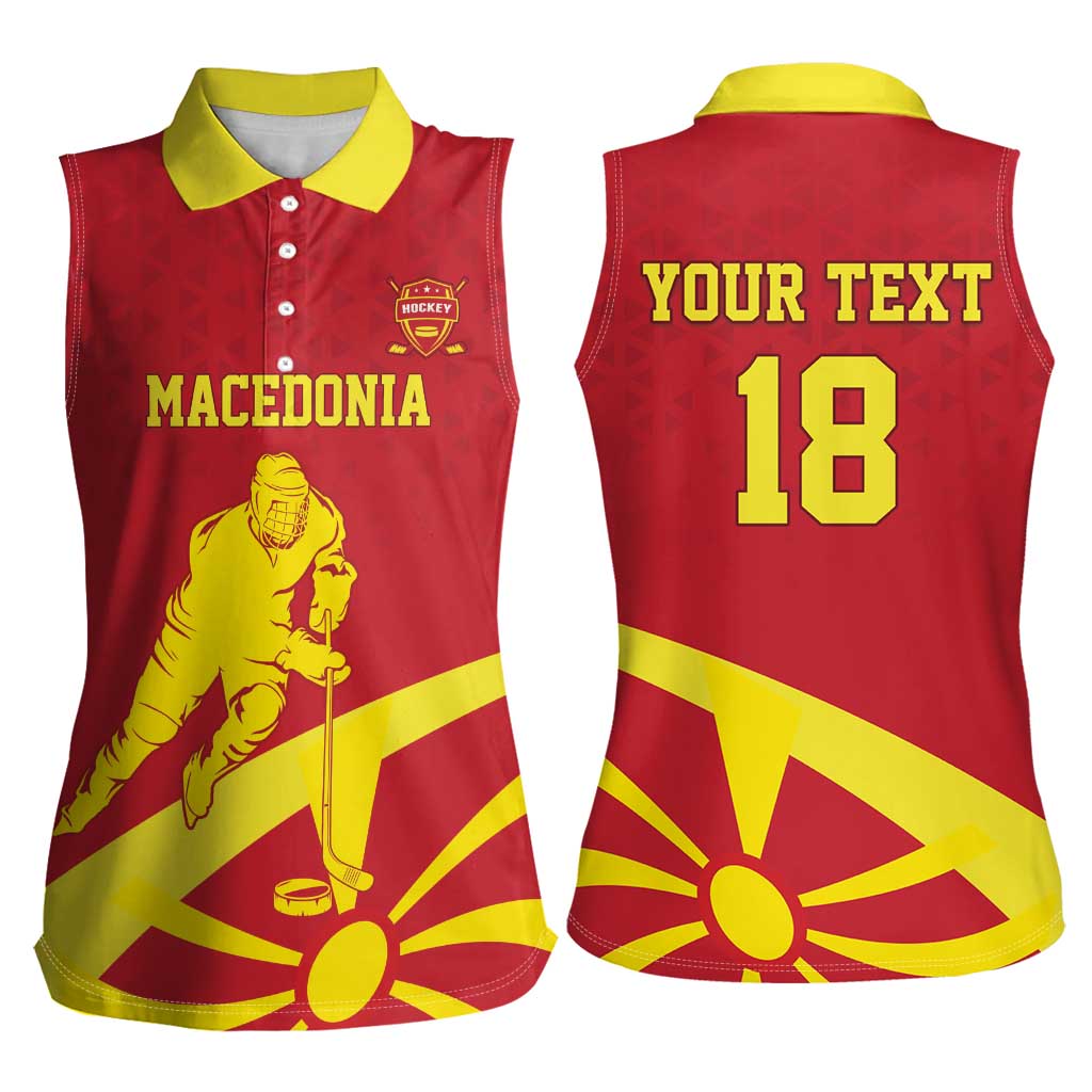 Macedonia Ice Hockey Custom Women Sleeveless Polo Shirt Go Champion - Wonder Print Shop