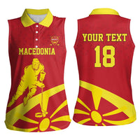 Macedonia Ice Hockey Custom Women Sleeveless Polo Shirt Go Champion - Wonder Print Shop