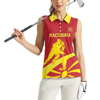 Macedonia Ice Hockey Custom Women Sleeveless Polo Shirt Go Champion - Wonder Print Shop