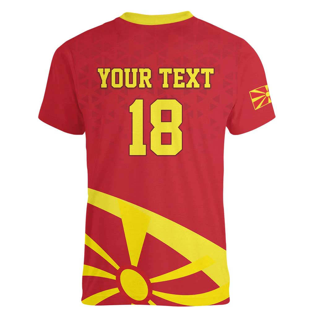 Macedonia Ice Hockey Custom Women V-Neck T-Shirt Go Champion - Wonder Print Shop