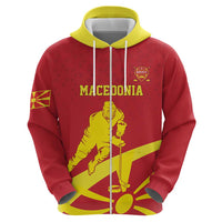 Macedonia Ice Hockey Custom Zip Hoodie Go Champion - Wonder Print Shop