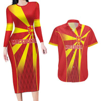 Custom Macedonia Football Couples Matching Long Sleeve Bodycon Dress and Hawaiian Shirt Come On Lavovi - Wonder Print Shop