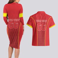 Custom Macedonia Football Couples Matching Long Sleeve Bodycon Dress and Hawaiian Shirt Come On Lavovi - Wonder Print Shop