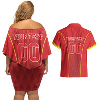 Custom Macedonia Football Couples Matching Off Shoulder Short Dress and Hawaiian Shirt Come On Lavovi - Wonder Print Shop