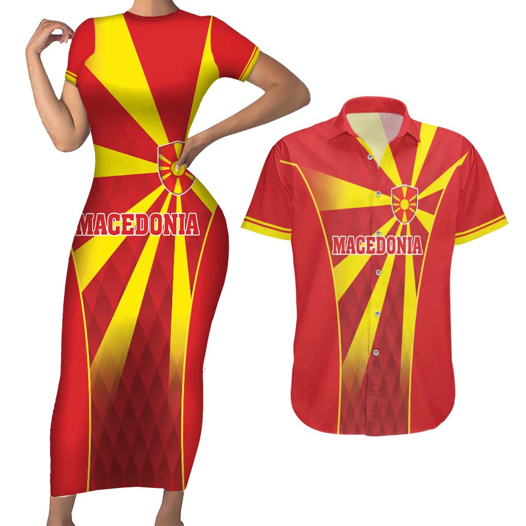 Custom Macedonia Football Couples Matching Short Sleeve Bodycon Dress and Hawaiian Shirt Come On Lavovi - Wonder Print Shop