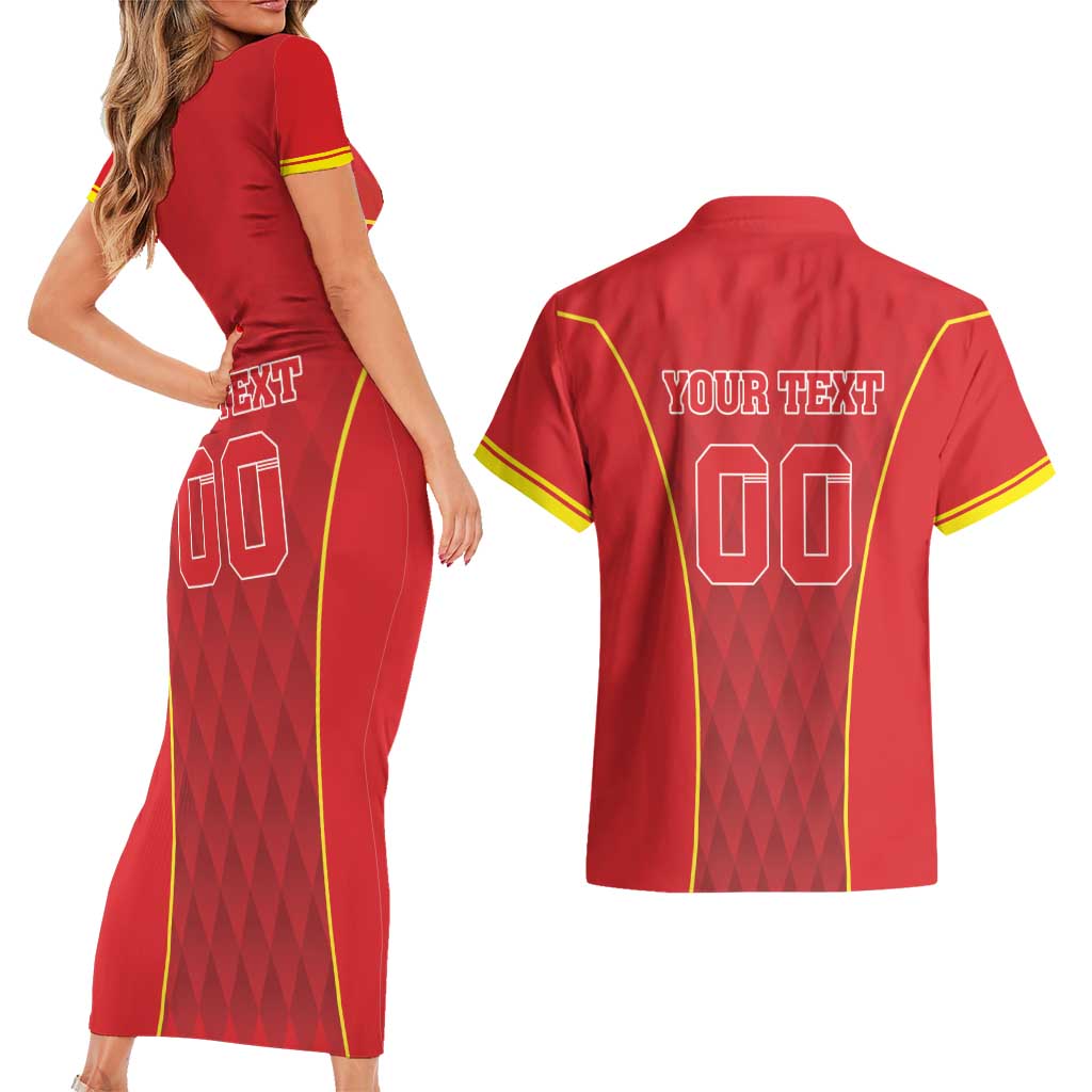 Custom Macedonia Football Couples Matching Short Sleeve Bodycon Dress and Hawaiian Shirt Come On Lavovi - Wonder Print Shop