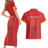 Custom Macedonia Football Couples Matching Short Sleeve Bodycon Dress and Hawaiian Shirt Come On Lavovi - Wonder Print Shop