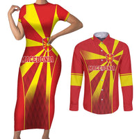 Custom Macedonia Football Couples Matching Short Sleeve Bodycon Dress and Long Sleeve Button Shirt Come On Lavovi - Wonder Print Shop