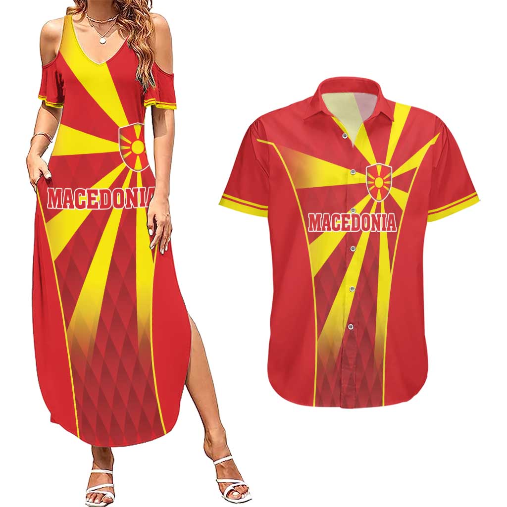 Custom Macedonia Football Couples Matching Summer Maxi Dress and Hawaiian Shirt Come On Lavovi - Wonder Print Shop