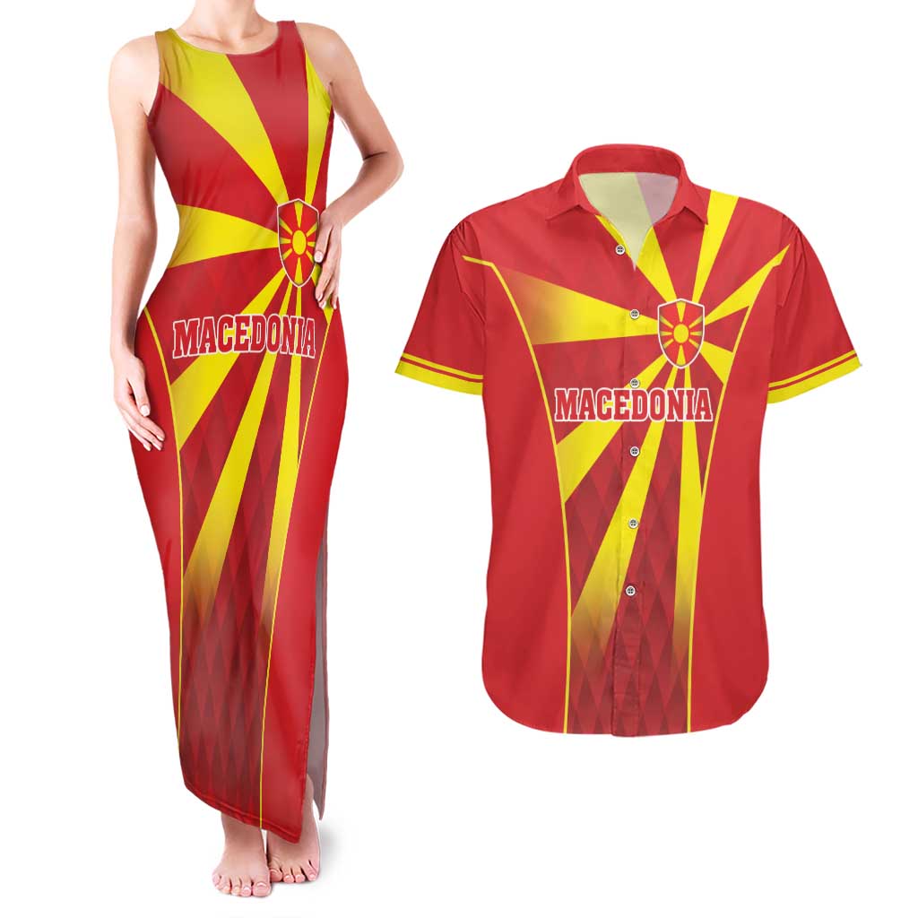 Custom Macedonia Football Couples Matching Tank Maxi Dress and Hawaiian Shirt Come On Lavovi - Wonder Print Shop