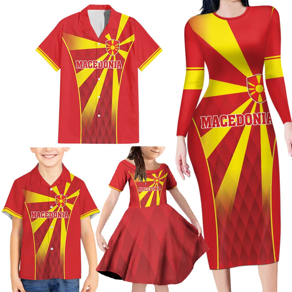 Custom Macedonia Football Family Matching Long Sleeve Bodycon Dress and Hawaiian Shirt Come On Lavovi - Wonder Print Shop