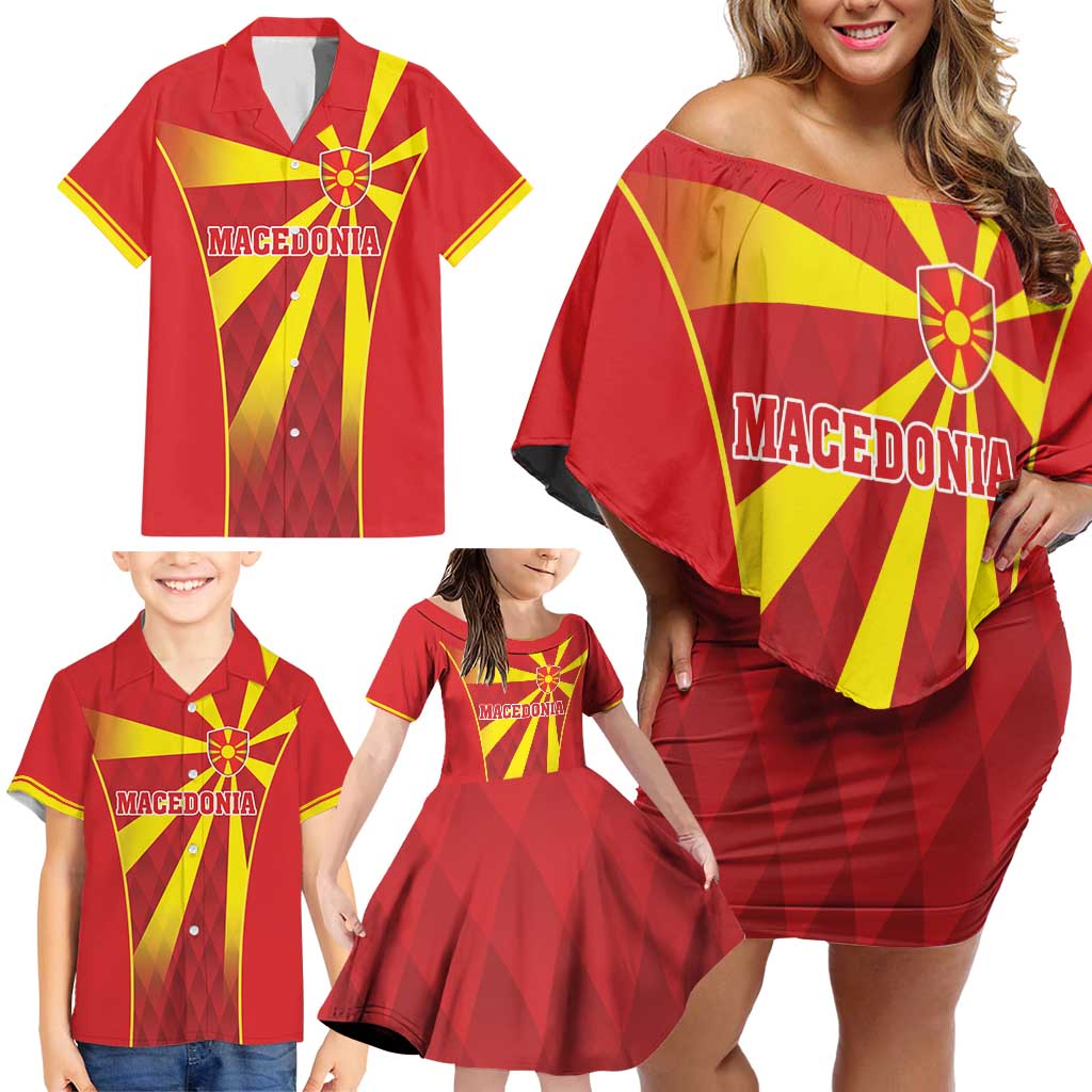 Custom Macedonia Football Family Matching Off Shoulder Short Dress and Hawaiian Shirt Come On Lavovi - Wonder Print Shop