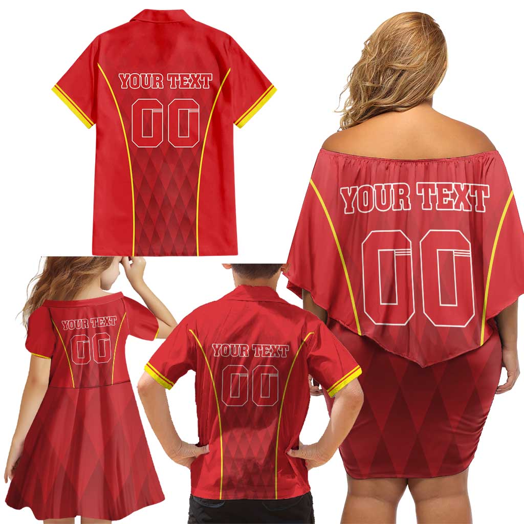 Custom Macedonia Football Family Matching Off Shoulder Short Dress and Hawaiian Shirt Come On Lavovi - Wonder Print Shop