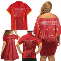 Custom Macedonia Football Family Matching Off Shoulder Short Dress and Hawaiian Shirt Come On Lavovi - Wonder Print Shop