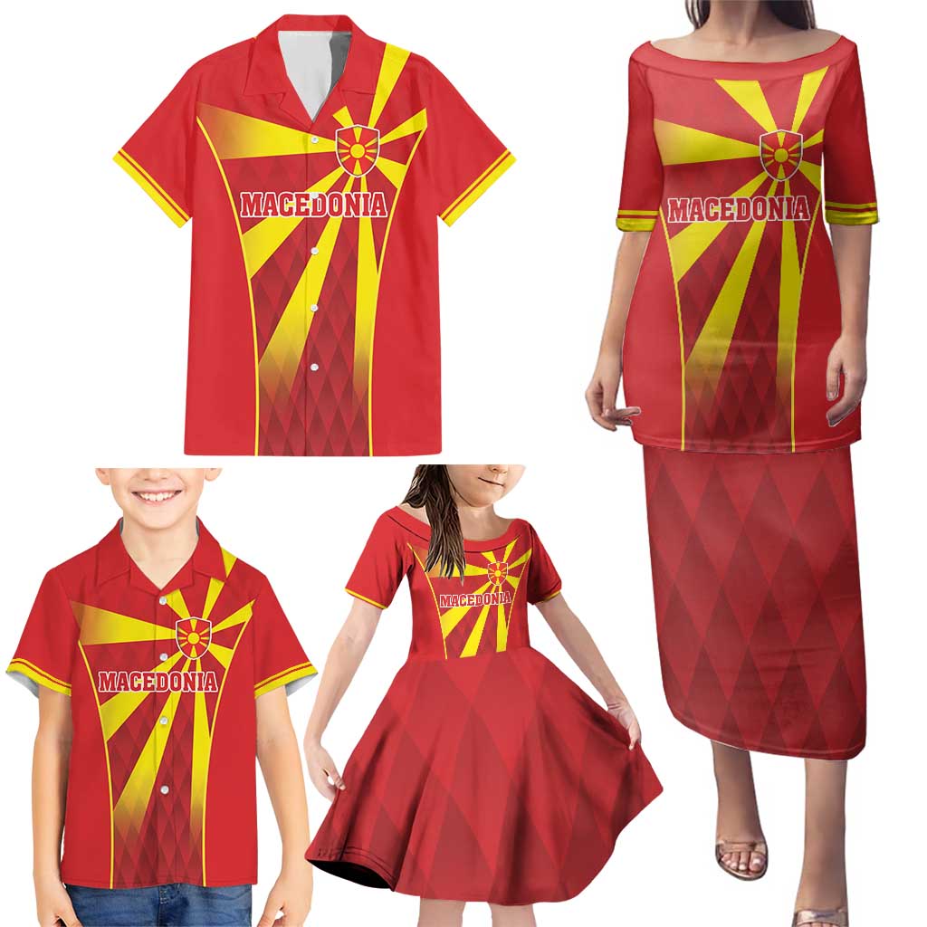 Custom Macedonia Football Family Matching Puletasi and Hawaiian Shirt Come On Lavovi - Wonder Print Shop