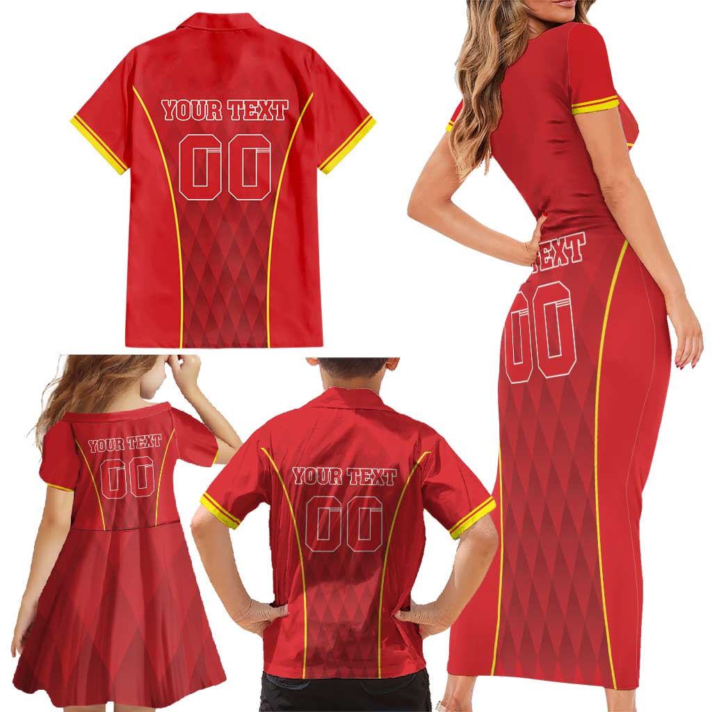 Custom Macedonia Football Family Matching Short Sleeve Bodycon Dress and Hawaiian Shirt Come On Lavovi - Wonder Print Shop