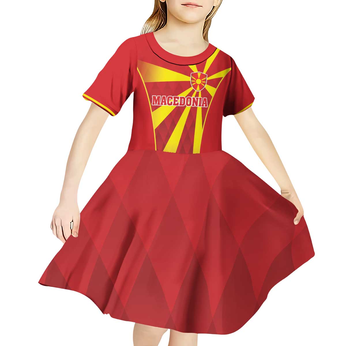 Custom Macedonia Football Kid Short Sleeve Dress Come On Lavovi - Wonder Print Shop