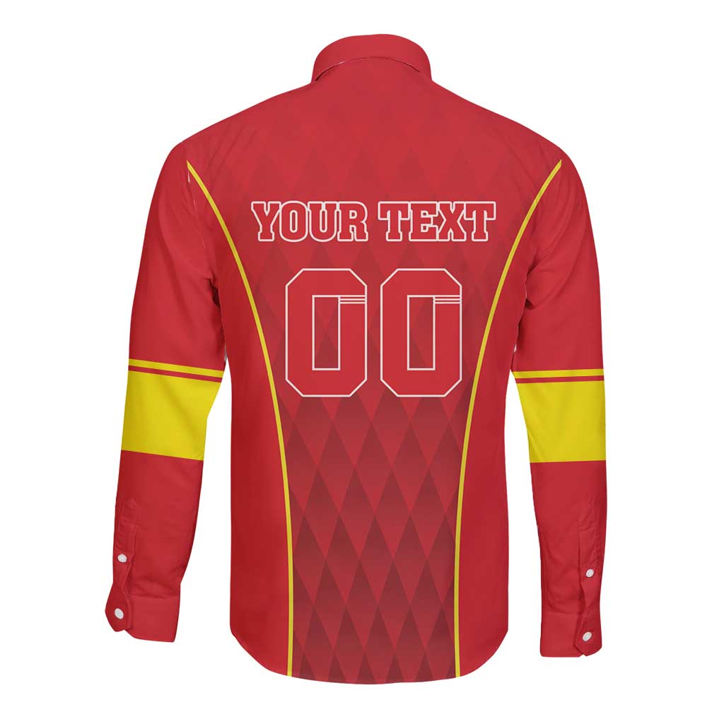 Custom Macedonia Football Long Sleeve Button Shirt Come On Lavovi - Wonder Print Shop