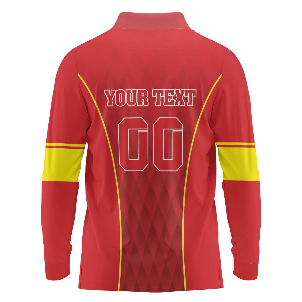 Custom Macedonia Football Long Sleeve Polo Shirt Come On Lavovi - Wonder Print Shop