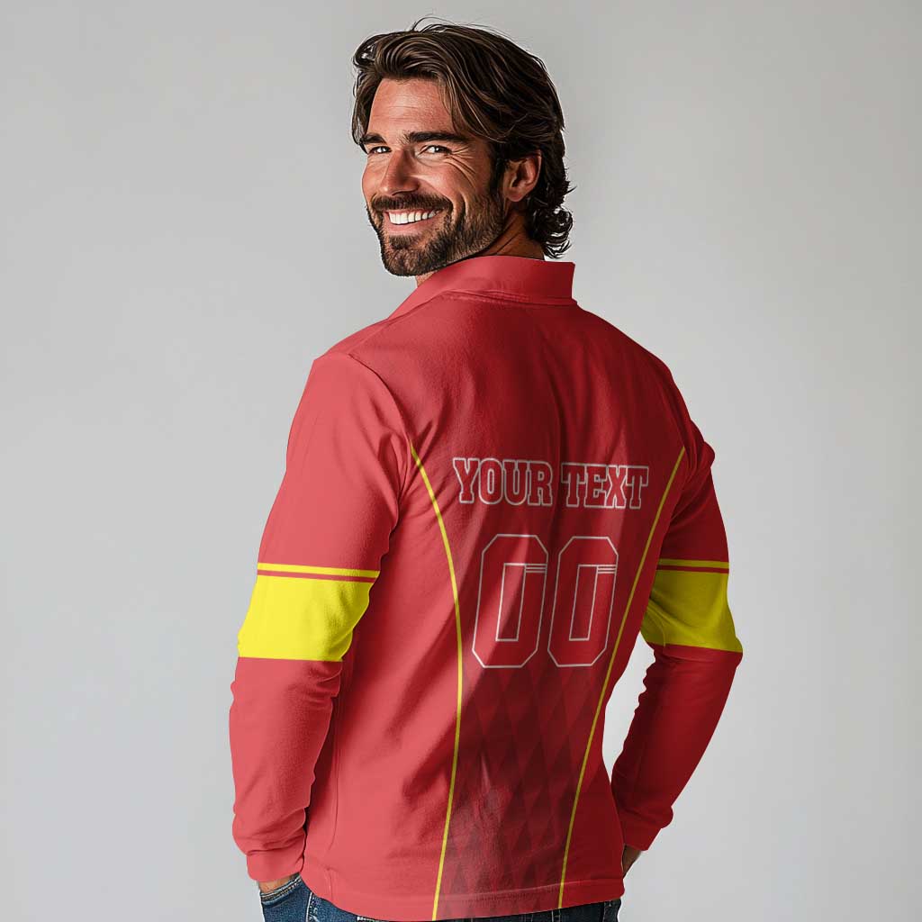 Custom Macedonia Football Long Sleeve Polo Shirt Come On Lavovi - Wonder Print Shop