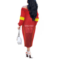 Custom Macedonia Football Off The Shoulder Long Sleeve Dress Come On Lavovi - Wonder Print Shop