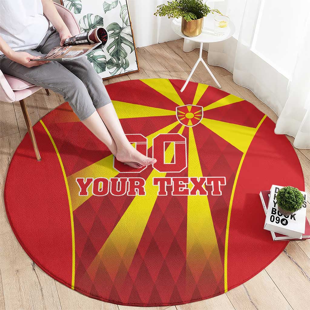 Custom Macedonia Football Round Carpet Come On Lavovi - Wonder Print Shop