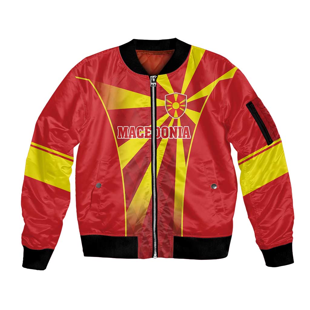 Custom Macedonia Football Sleeve Zip Bomber Jacket Come On Lavovi - Wonder Print Shop