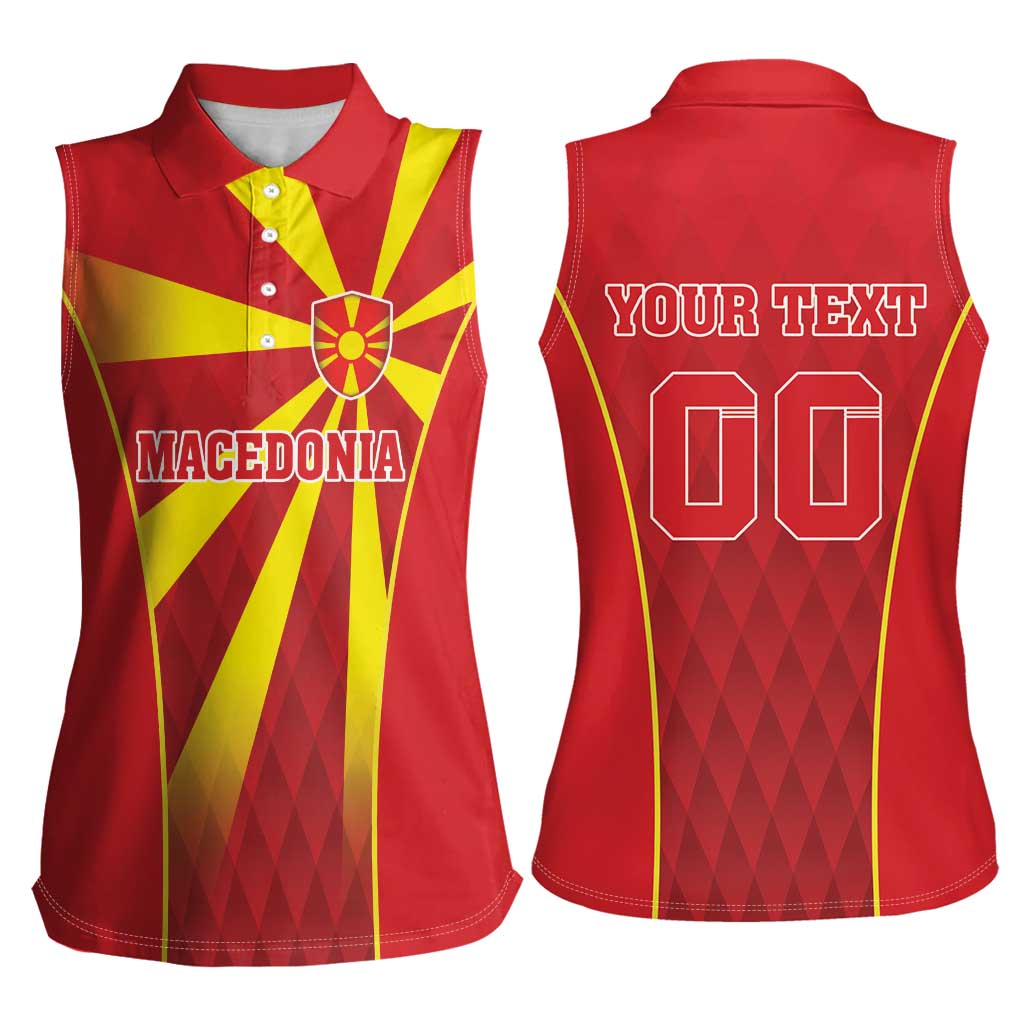 Custom Macedonia Football Women Sleeveless Polo Shirt Come On Lavovi - Wonder Print Shop