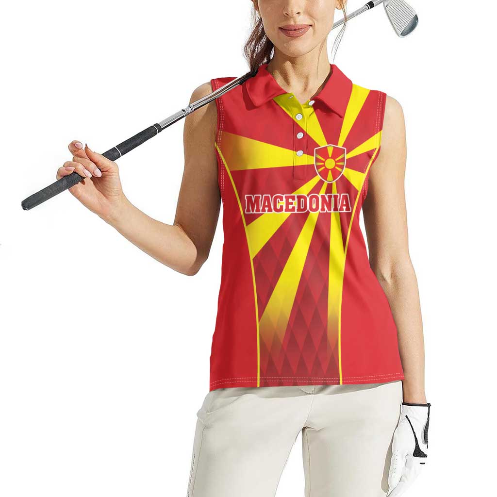 Custom Macedonia Football Women Sleeveless Polo Shirt Come On Lavovi - Wonder Print Shop