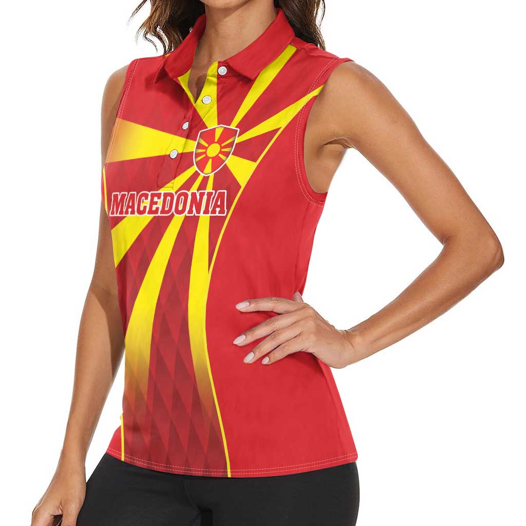 Custom Macedonia Football Women Sleeveless Polo Shirt Come On Lavovi - Wonder Print Shop