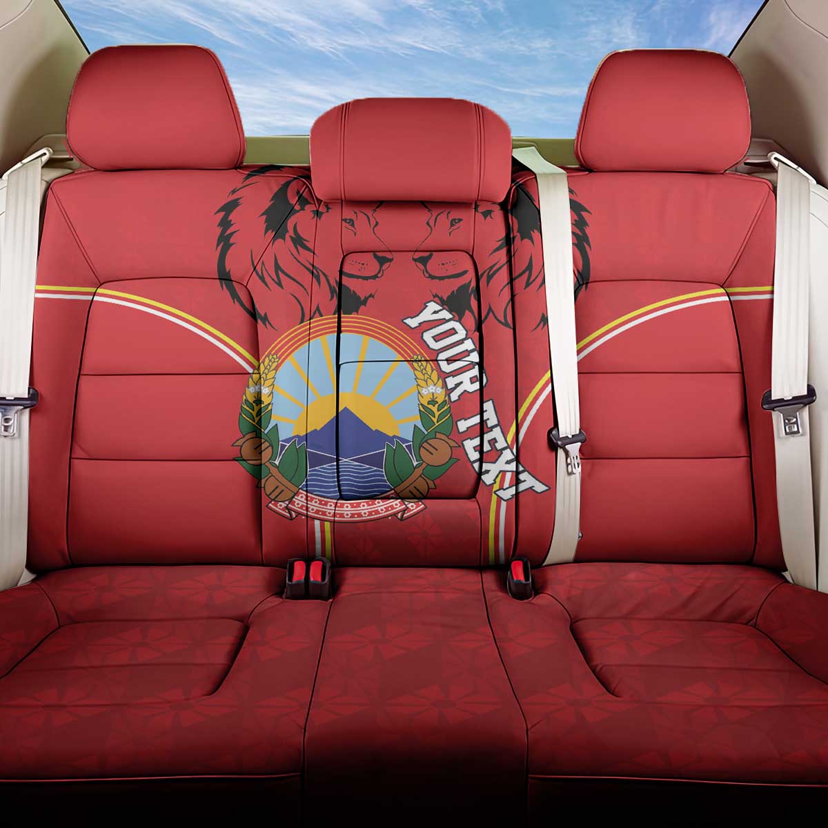Personalized Macedonia Lion Back Car Seat Cover National Emblem - Wonder Print Shop