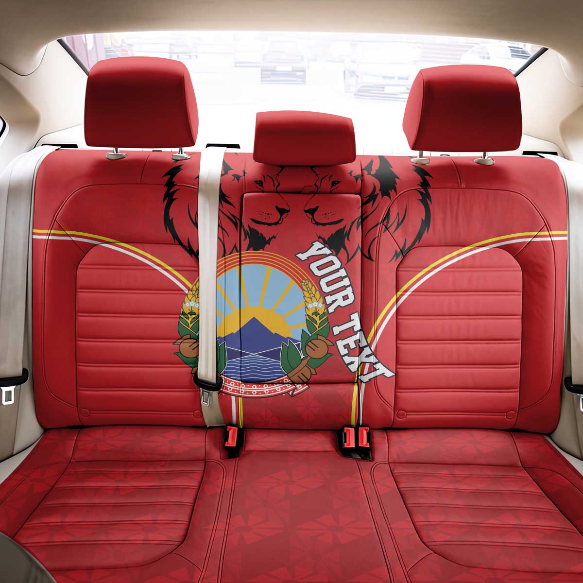 Personalized Macedonia Lion Back Car Seat Cover National Emblem - Wonder Print Shop