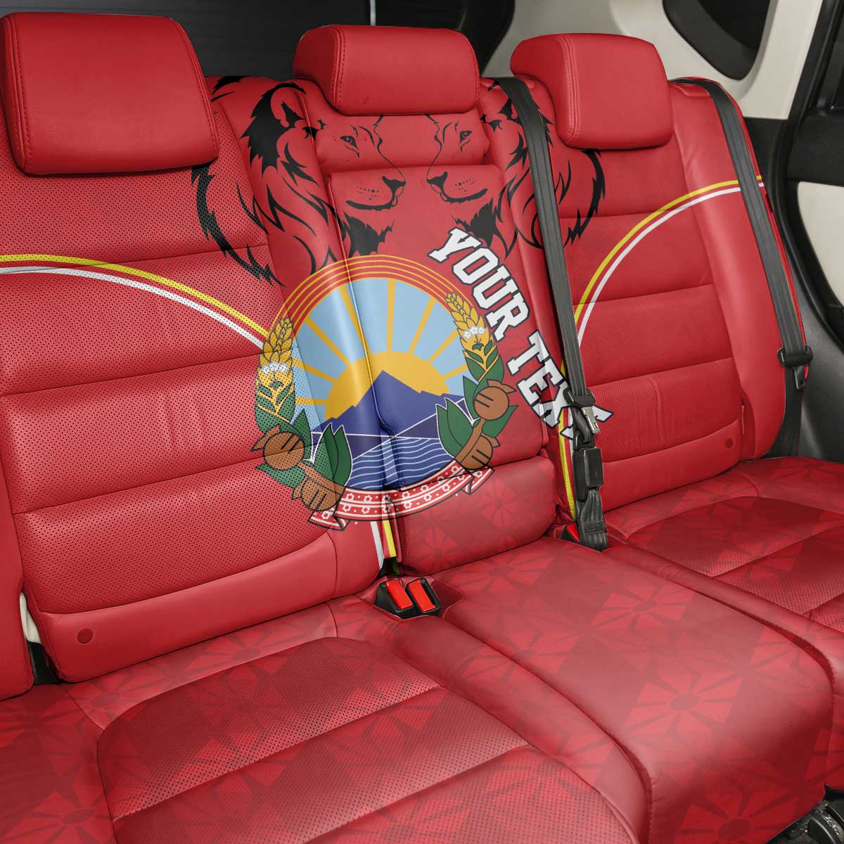 Personalized Macedonia Lion Back Car Seat Cover National Emblem - Wonder Print Shop