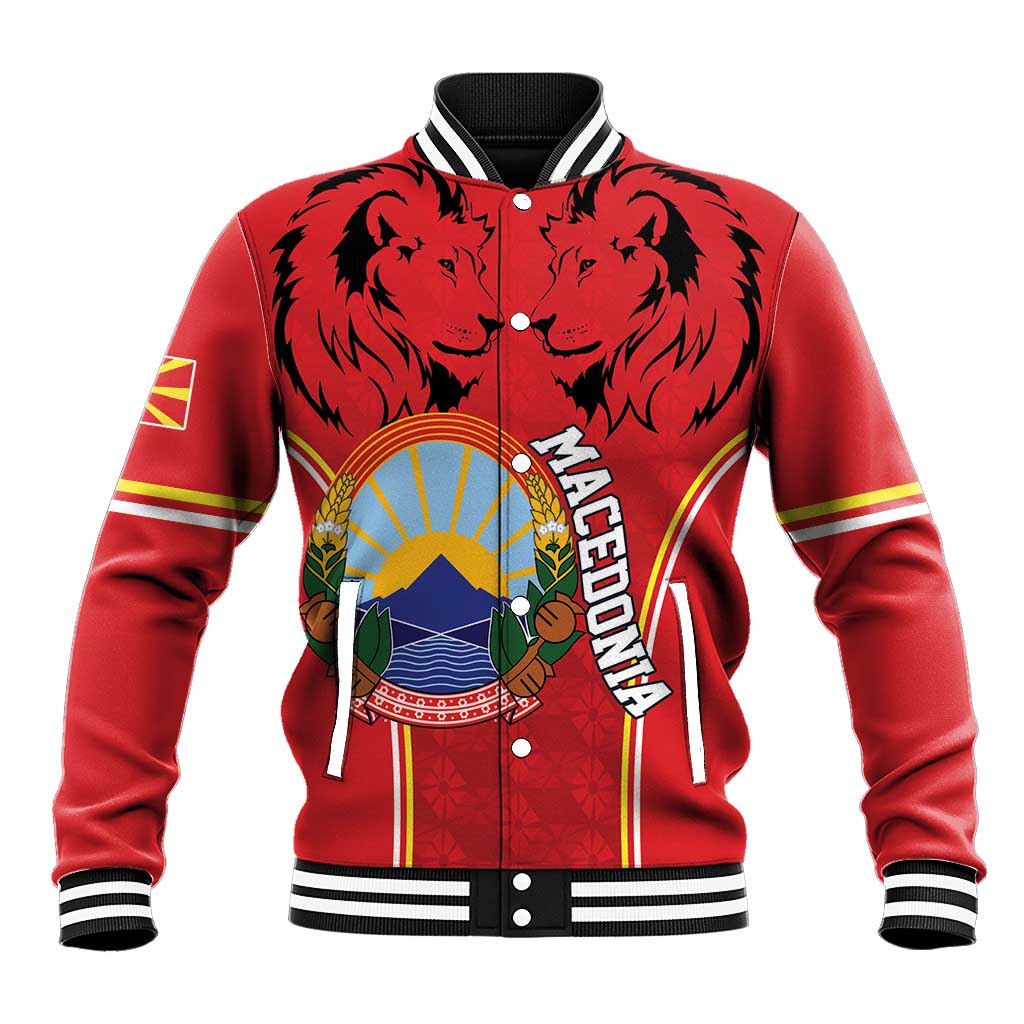 Personalized Macedonia Lion Baseball Jacket National Emblem - Wonder Print Shop