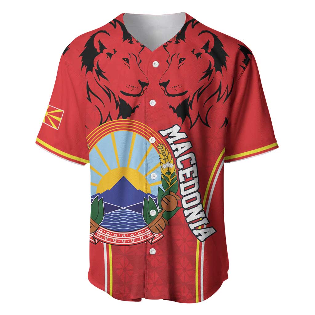 Personalized Macedonia Lion Baseball Jersey National Emblem - Wonder Print Shop