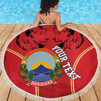 Personalized Macedonia Lion Beach Blanket National Emblem - Wonder Print Shop