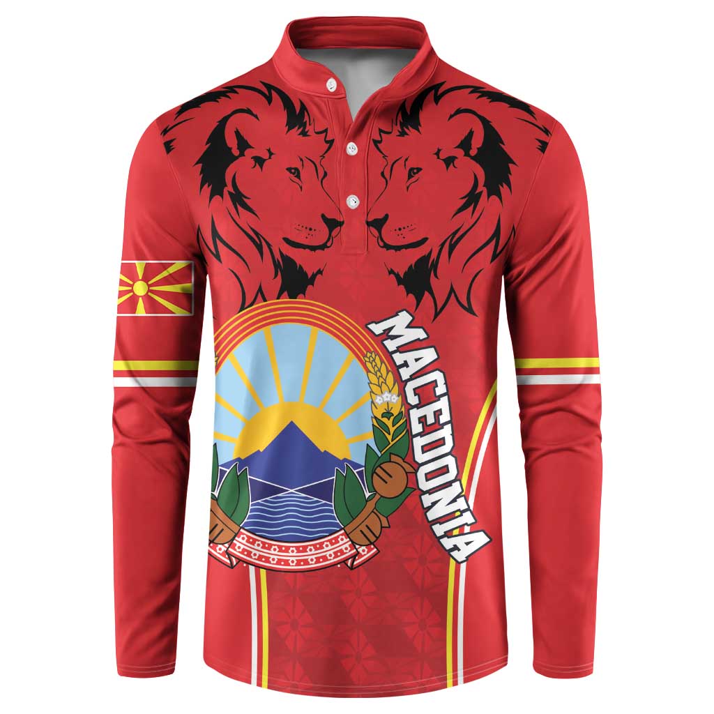 Personalized Macedonia Lion Button Sweatshirt National Emblem - Wonder Print Shop