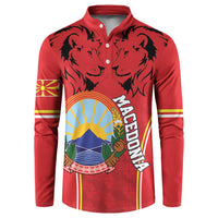 Personalized Macedonia Lion Button Sweatshirt National Emblem - Wonder Print Shop