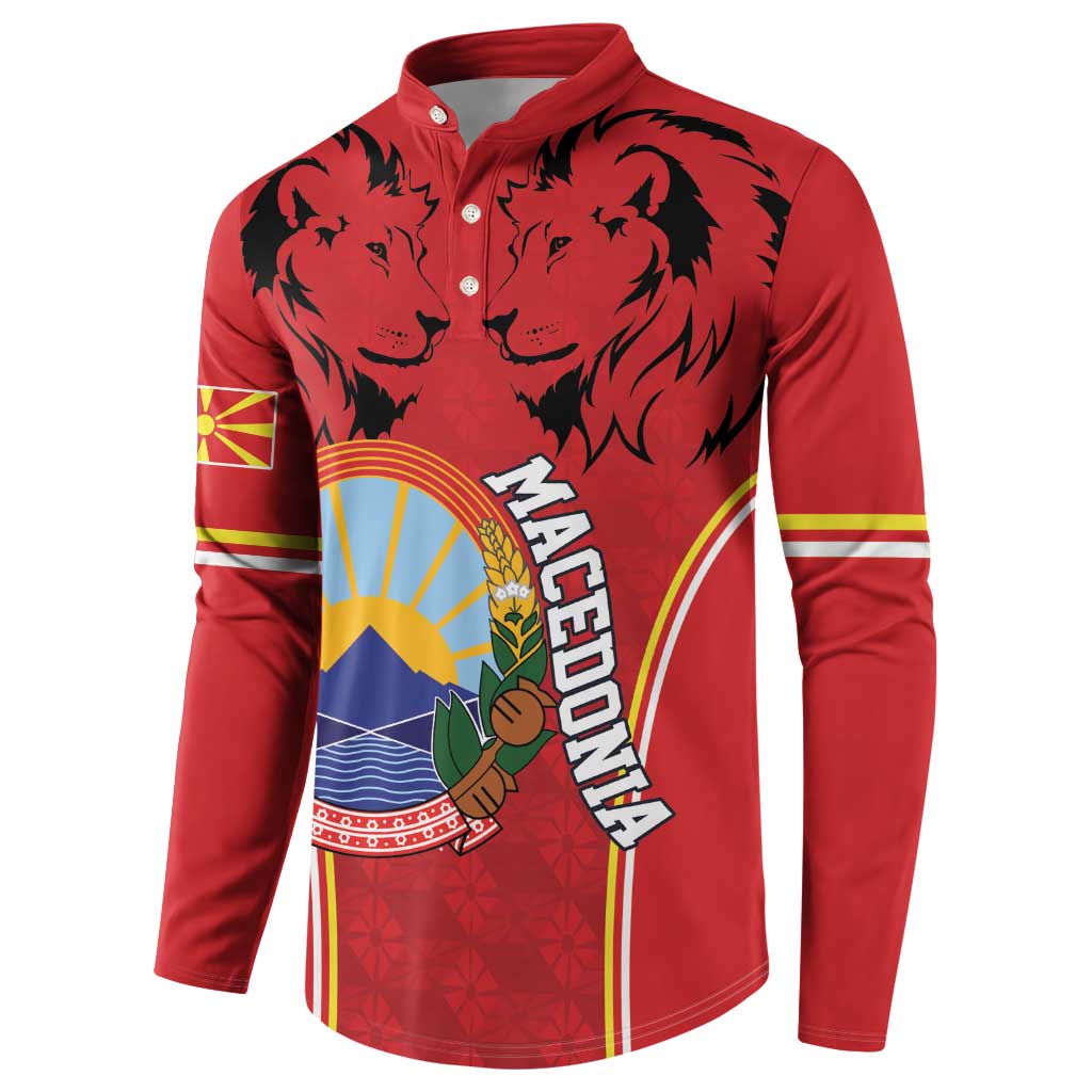 Personalized Macedonia Lion Button Sweatshirt National Emblem - Wonder Print Shop