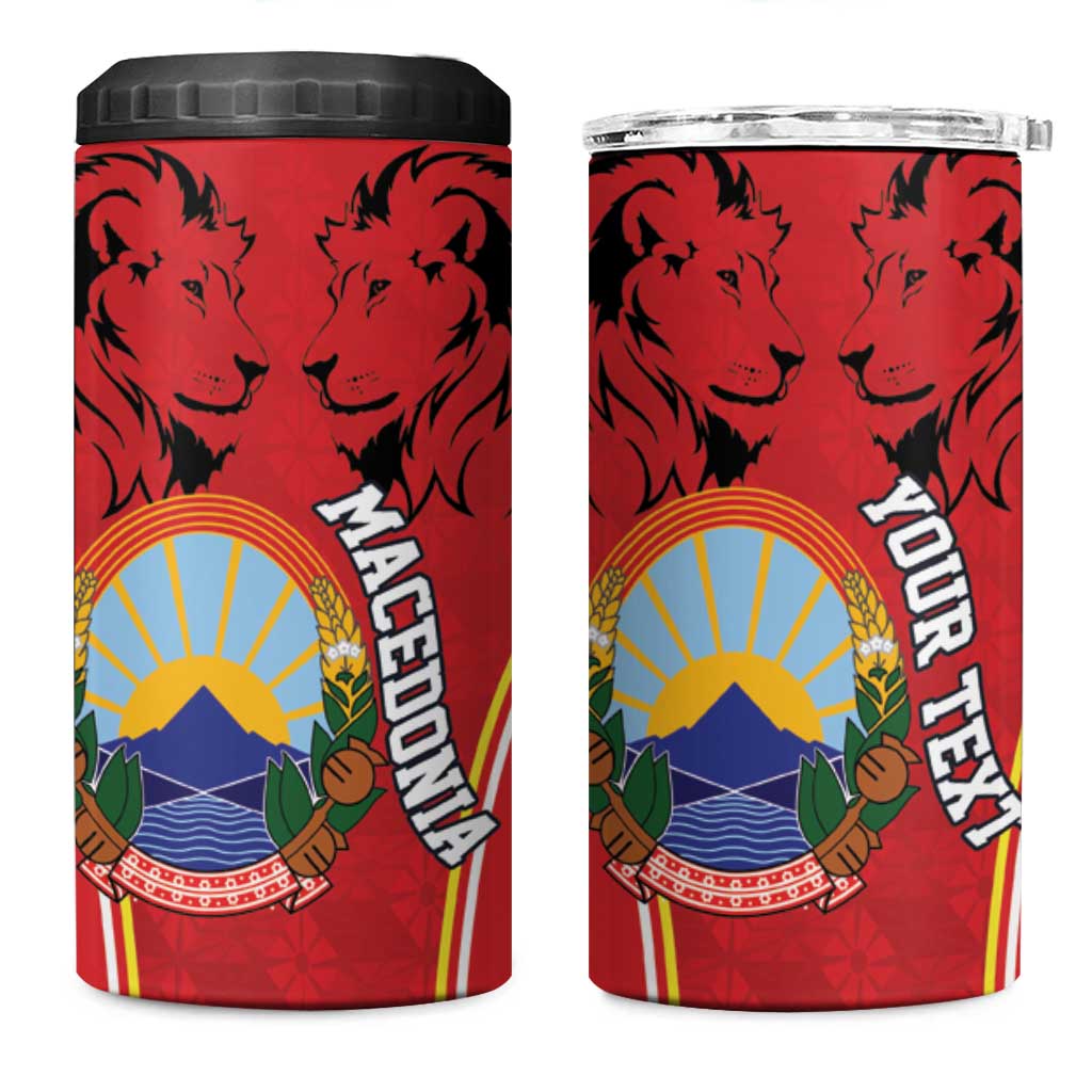 Personalized Macedonia Lion 4 in 1 Can Cooler Tumbler National Emblem - Wonder Print Shop