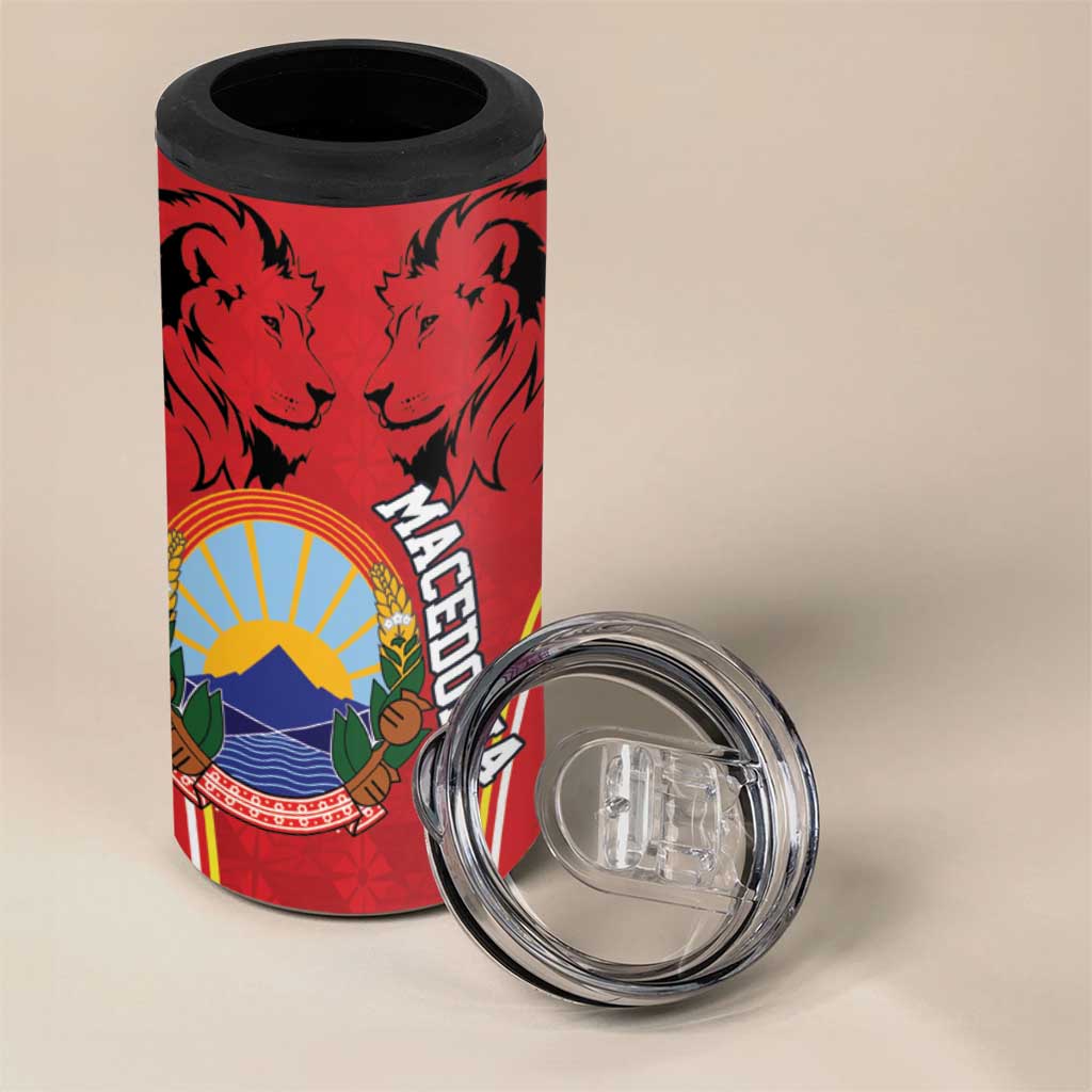Personalized Macedonia Lion 4 in 1 Can Cooler Tumbler National Emblem - Wonder Print Shop