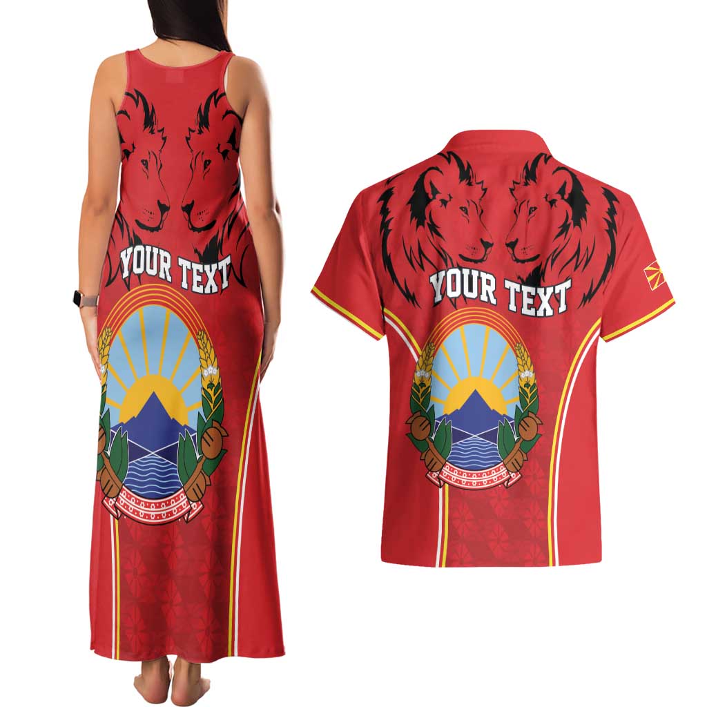 Personalized Macedonia Lion Couples Matching Tank Maxi Dress and Hawaiian Shirt National Emblem - Wonder Print Shop