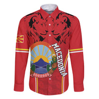 Personalized Macedonia Lion Family Matching Long Sleeve Bodycon Dress and Hawaiian Shirt National Emblem - Wonder Print Shop