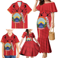 Personalized Macedonia Lion Family Matching Mermaid Dress and Hawaiian Shirt National Emblem - Wonder Print Shop
